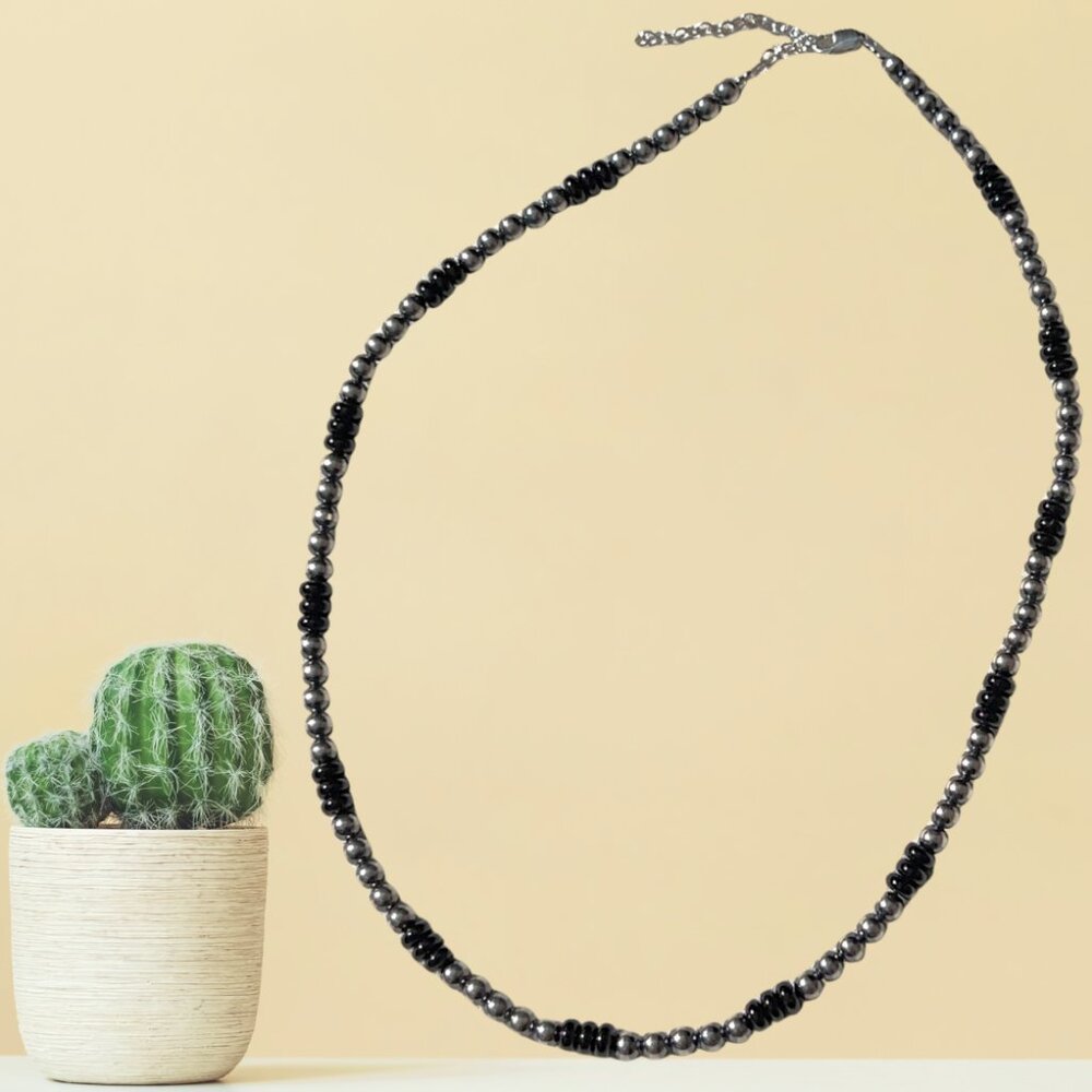 Sterling Silver & Black Onyx 18″ Beaded Necklace New - Picture 8 of 16